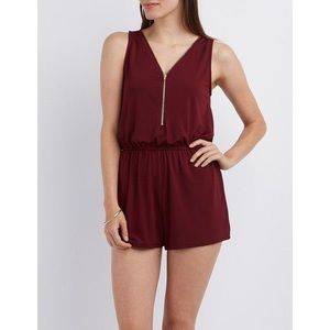 Papaya maroon zip up romper